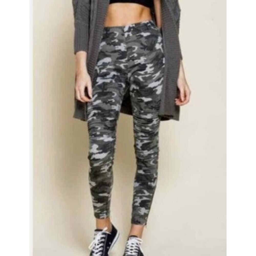 NWT Mittoshop Gray & Black Camo Moto Leggings – High Waisted Jeggings Size Large